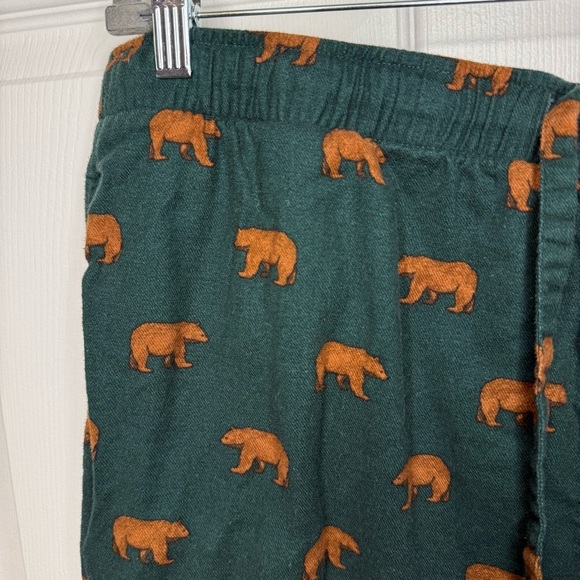 J. Crew Green Bear Print Men's Pajama Bottoms Size XL GUC - Picture 2 of 6